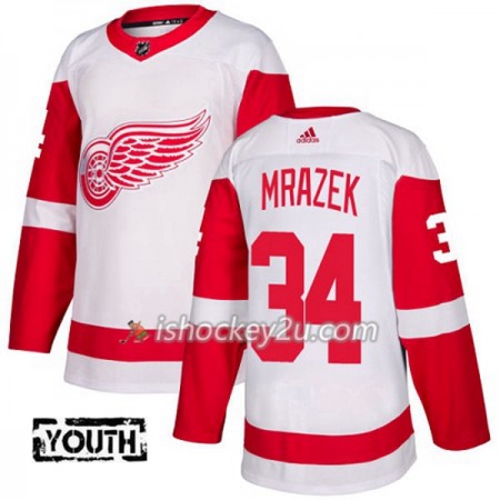 Børn NHL Detroit Red Wings Trøje Petr Mrazek 34 Adidas 2017-2018 Hvid Authentic